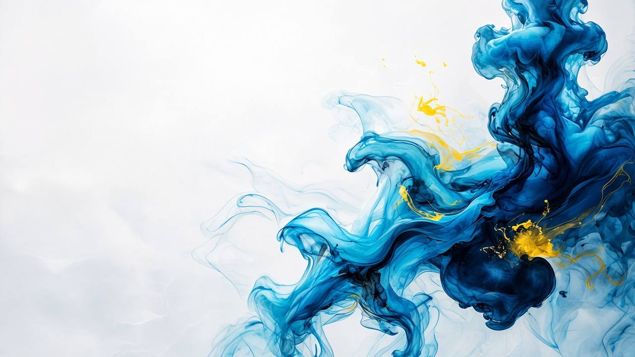 Blue and yellow ink dispersing in water – CIJ inks banner